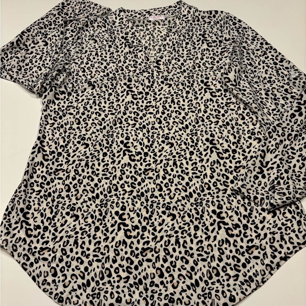 HALIFE Women’s Cheetah Long Sleeve Blouse Size L